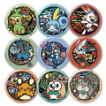 Pokemon Badge Button Magnets, 9‑Pack, Pikachu Eevee Gengar, Anime Collectible Refrigerator Magnets, Cartoon Decor Accessories