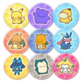 Pokemon Badge Button Magnets, 9‑Pack, Pikachu Eevee Gengar, Anime Collectible Refrigerator Magnets, Cartoon Decor Accessories