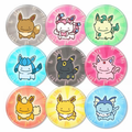 Pokemon Badge Button Magnets, 9‑Pack, Pikachu Eevee Gengar, Anime Collectible Refrigerator Magnets, Cartoon Decor Accessories
