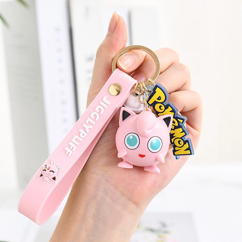 Cute 3D Figure Keychain with Wrist Strap & Bell