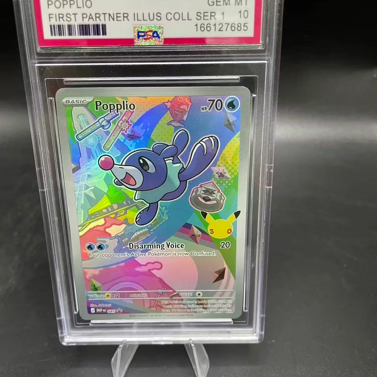 2026 Pokemon MEP‑EN Popplio First Partner Illustration Collection Series 1 PSA 10 Gem Mint Full Art Holo Slab