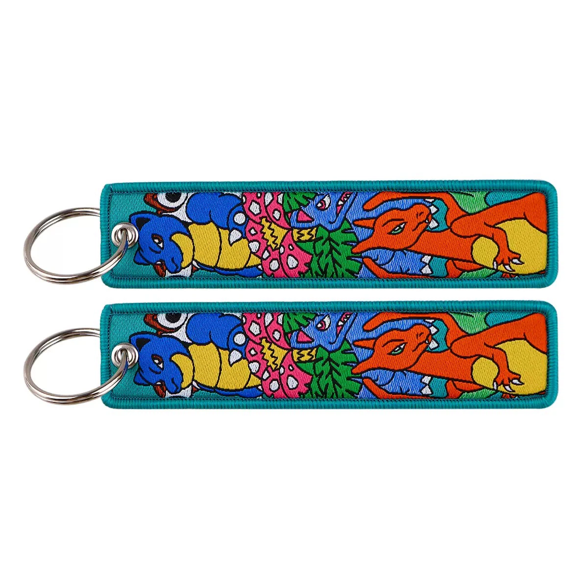 Kanto Starters Group Embroidered Key Tag