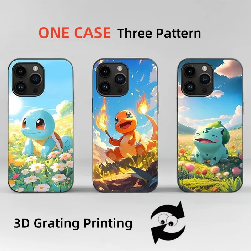 3D Grating Card Pokemon Phone Case For iPhone